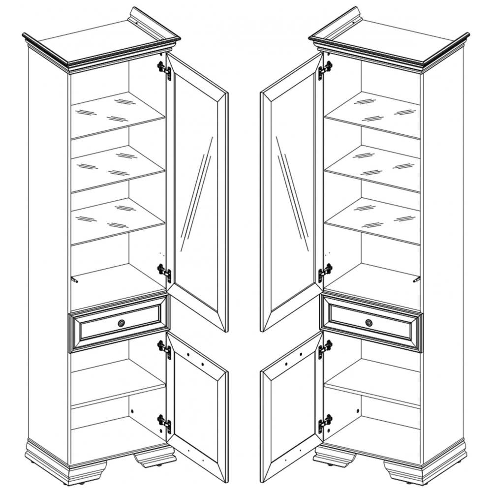Шкаф с витриной 1V1D1S «Fabio» каштан найроби схема