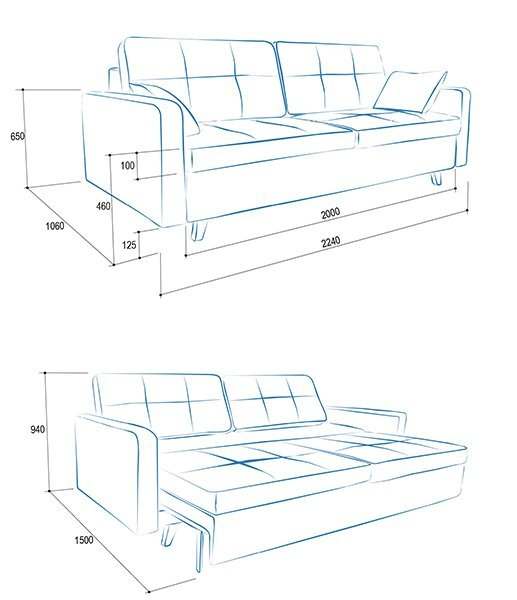 Диван «Лакки» размеры